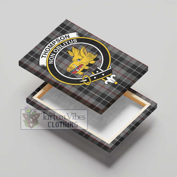 Thompson Grey Tartan Canvas Print Wall Art with Family Crest