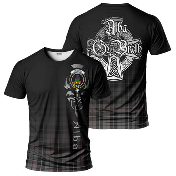 Thompson Grey Tartan T-Shirt Featuring Alba Gu Brath Family Crest Celtic Inspired