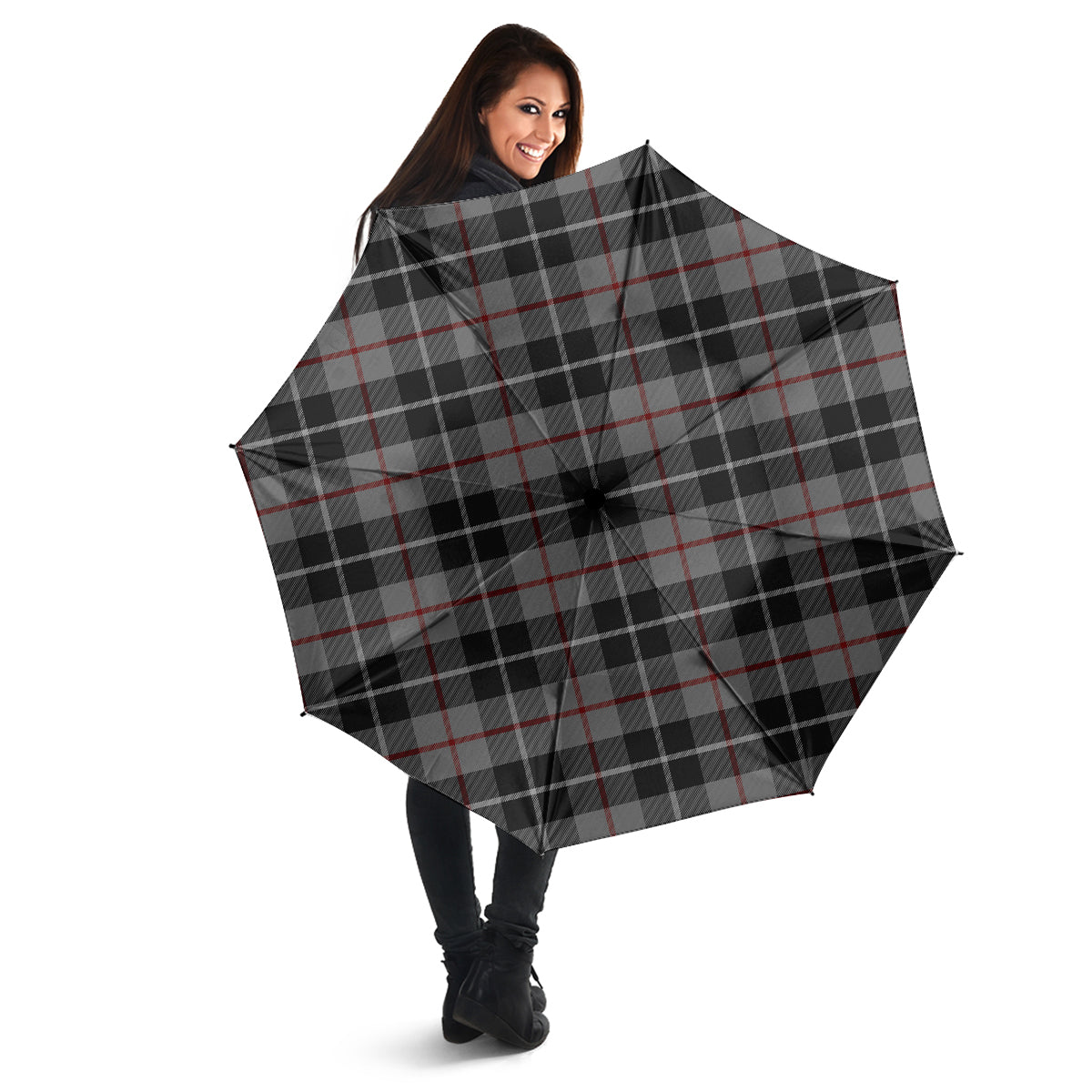 Thompson Grey Tartan Umbrella - Tartanvibesclothing