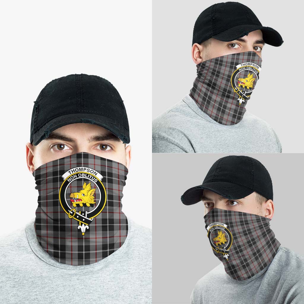 Thompson Grey Tartan Neck Gaiters, Tartan Bandanas, Tartan Head Band with Family Crest