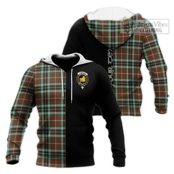 Thompson Hunting Modern Tartan Knitted Hoodie with Family Crest and Half Of Me Style