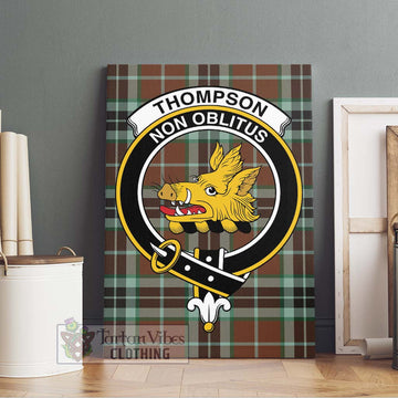 Thompson Hunting Modern Tartan Canvas Print Wall Art with Family Crest