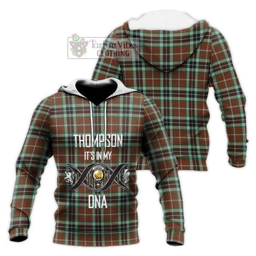 Thompson Hunting Modern Tartan Knitted Hoodie with Family Crest DNA In Me Style