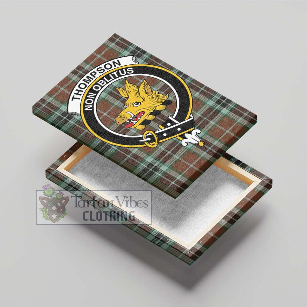 Thompson Hunting Modern Tartan Canvas Print Wall Art with Family Crest - Tartan Vibes Clothing