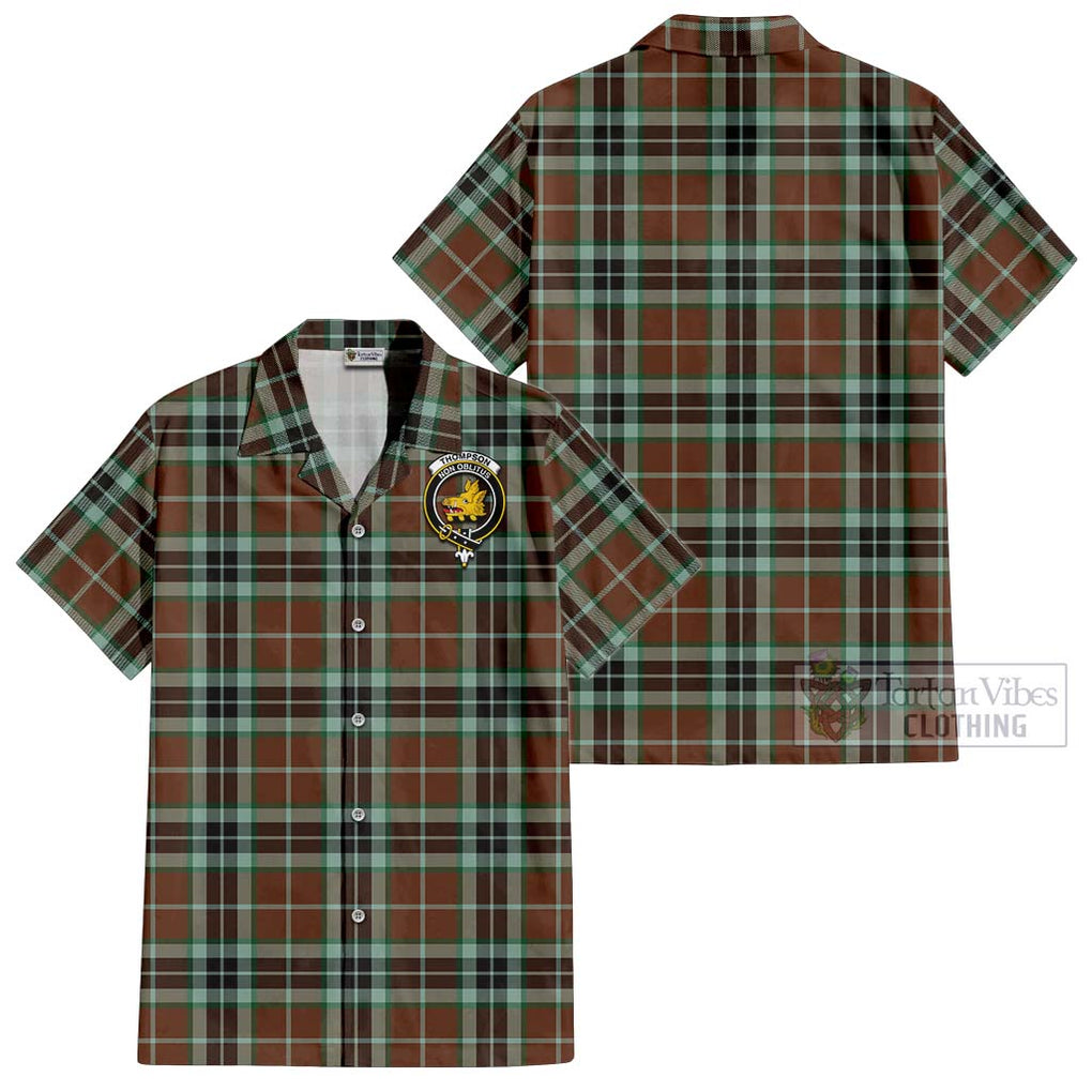 Thompson Hunting Modern Tartan Cotton Hawaiian Shirt with Family Crest Kid - Tartan Vibes Clothing