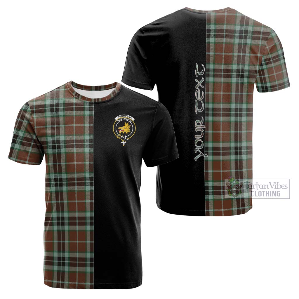 Tartan Vibes Clothing Thompson Hunting Modern Tartan Cotton T-shirt with Family Crest and Half Of Me Style