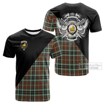 Thompson Hunting Modern Tartan Cotton T-shirt with Family Crest and Military Logo Style