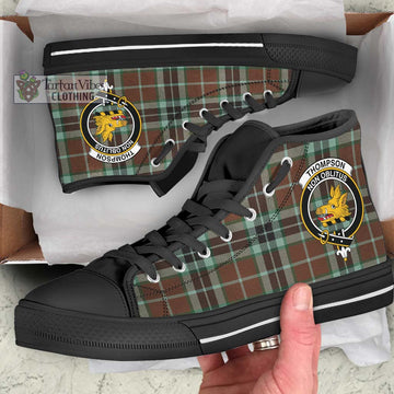 Thompson Hunting Modern Tartan High Top Shoes with Family Crest