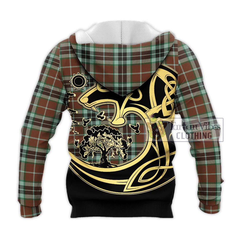 Thompson Hunting Modern Tartan Knitted Hoodie with Family Crest Celtic Wolf Style - Tartan Vibes Clothing