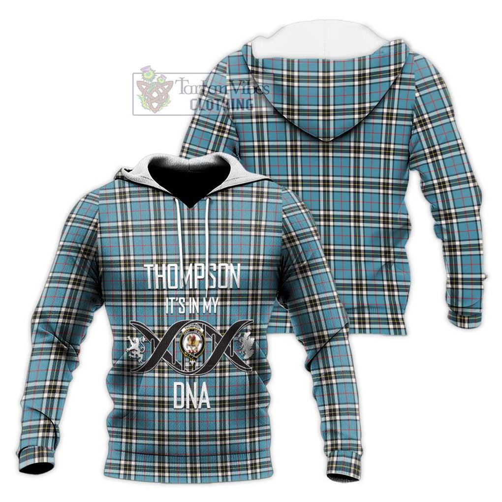 Thompson Society Tartan Knitted Hoodie with Family Crest DNA In Me Style Unisex Knitted Pullover Hoodie - Tartanvibesclothing Shop