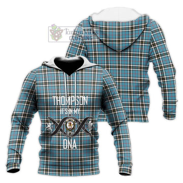 Thompson Society Tartan Knitted Hoodie with Family Crest DNA In Me Style