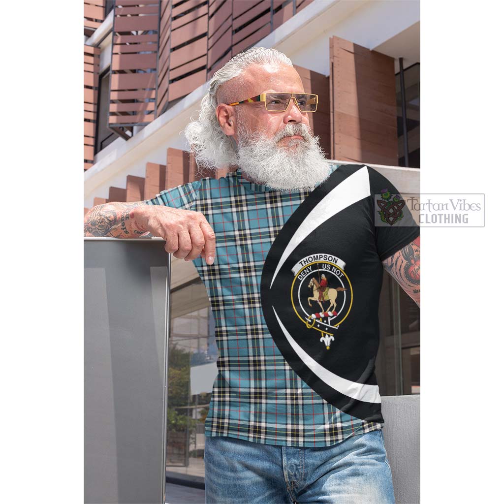 Tartan Vibes Clothing Thompson Society Tartan Cotton T-shirt with Family Crest Circle Style