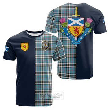 Thompson Society Tartan Cotton T-shirt with Scottish Lion Royal Arm Half Style