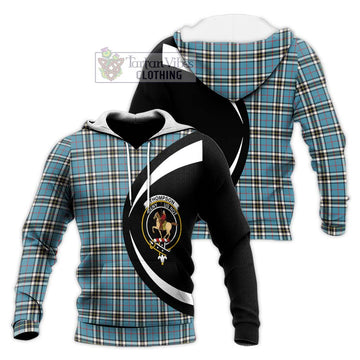 Thompson Society Tartan Knitted Hoodie with Family Crest Circle Style