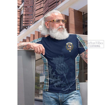 Thompson Society Tartan Cotton T-shirt with Family Crest and Scottish Thistle Vibes Sport Style