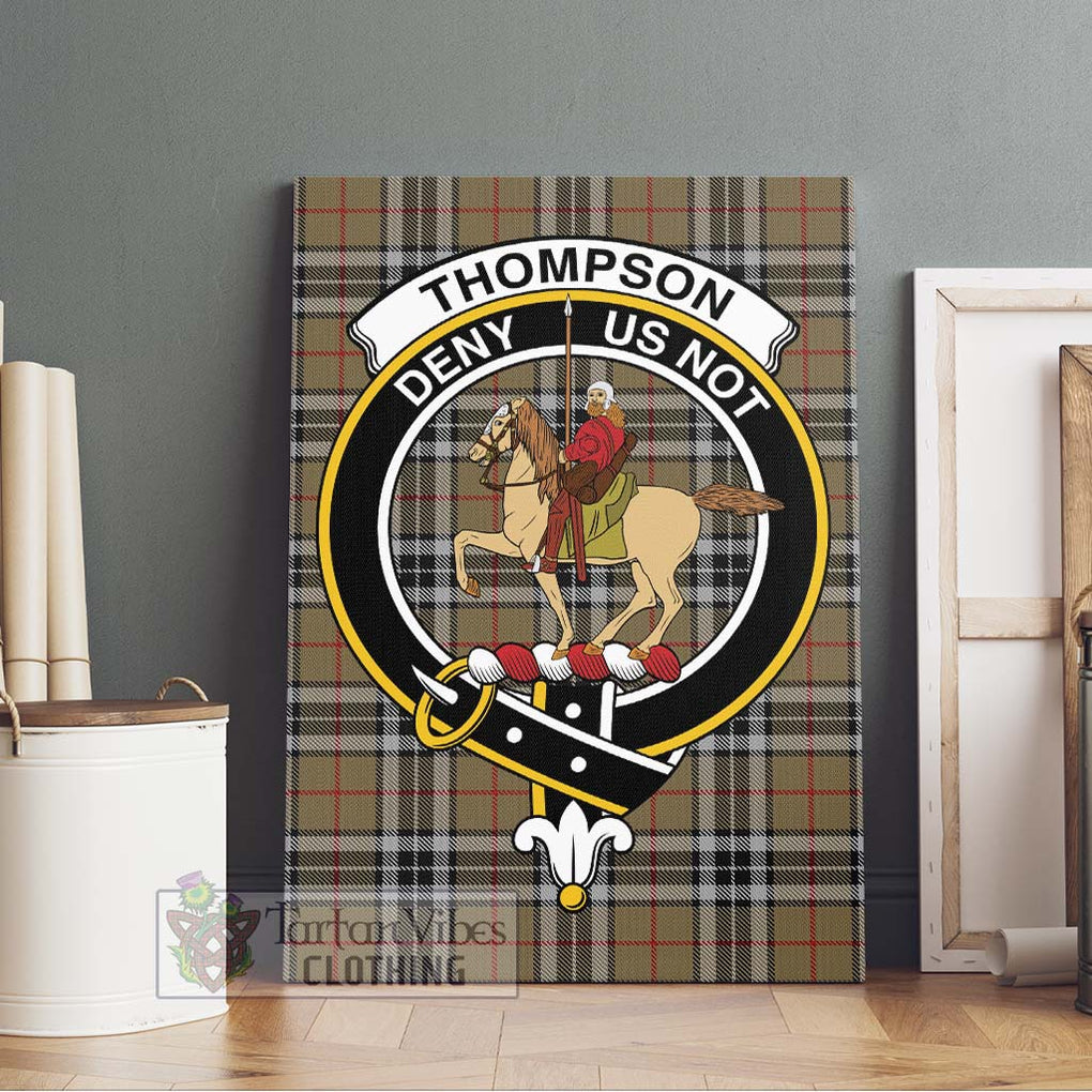 Thompson Society Camel Tartan Canvas Print Wall Art with Family Crest Without Frame - Tartan Vibes Clothing