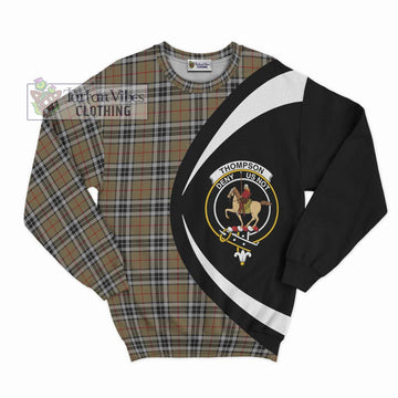 Thompson Society Camel Tartan Sweatshirt with Family Crest Circle Style