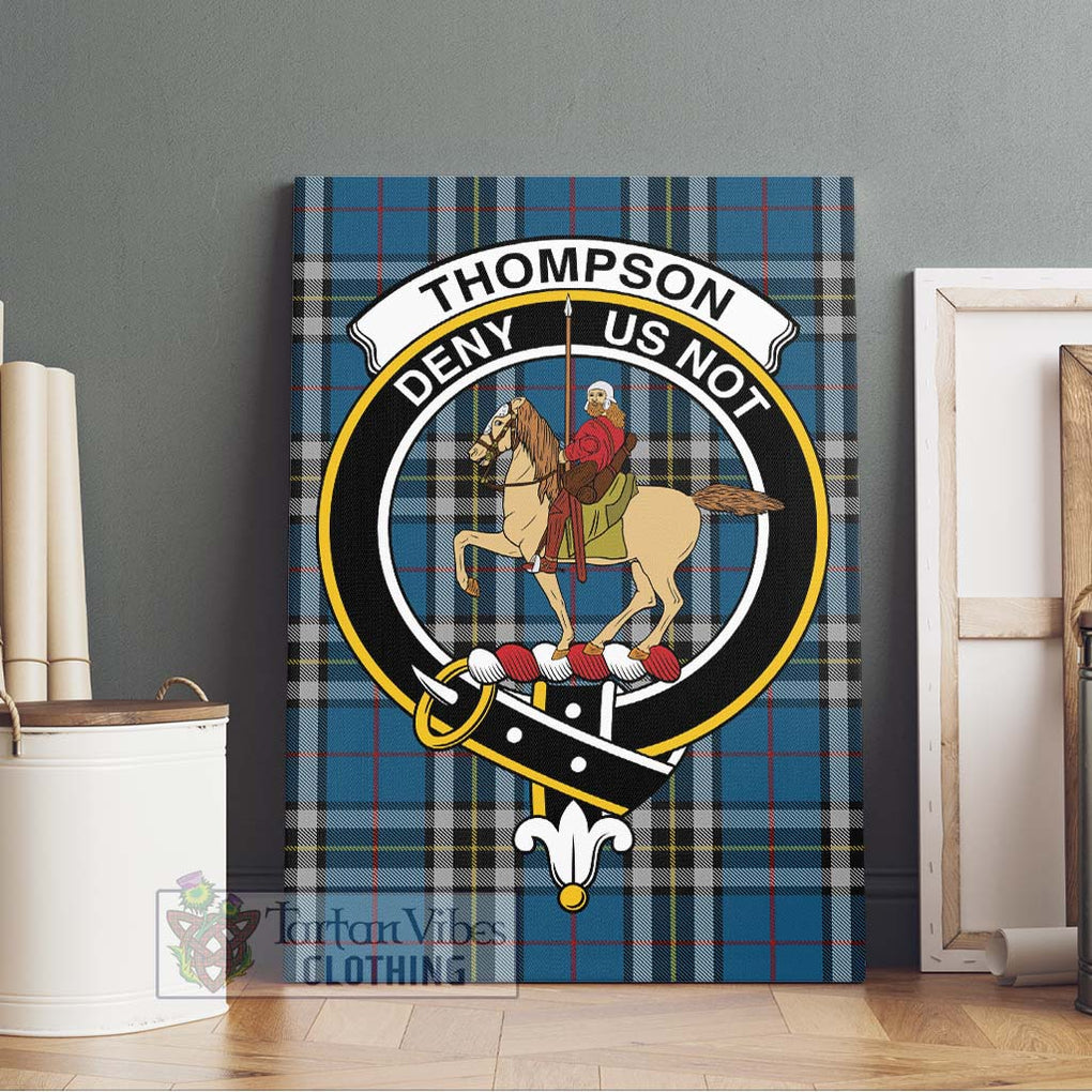 Thompson Society Dress Blue Tartan Canvas Print Wall Art with Family Crest Without Frame - Tartan Vibes Clothing