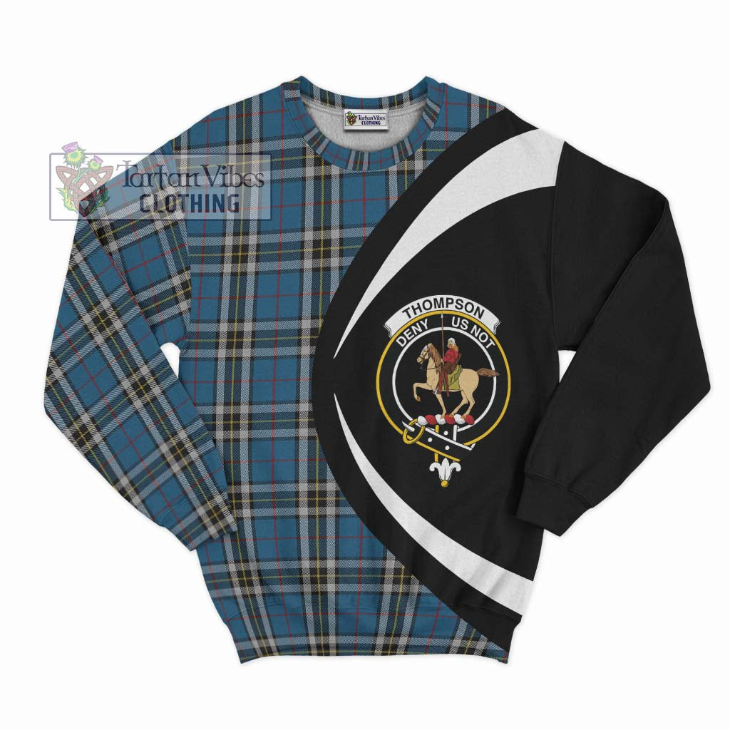 Tartan Vibes Clothing Thompson Society Dress Blue Tartan Sweatshirt with Family Crest Circle Style