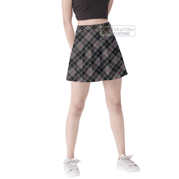 Thompson Society Grey Tartan Women's Plated Mini Skirt Cross Style