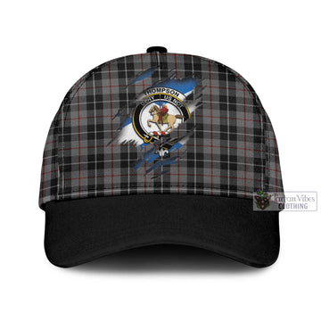 Thompson Society Grey Tartan Classic Cap with Family Crest In Me Style