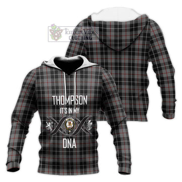 Thompson Society Grey Tartan Knitted Hoodie with Family Crest DNA In Me Style