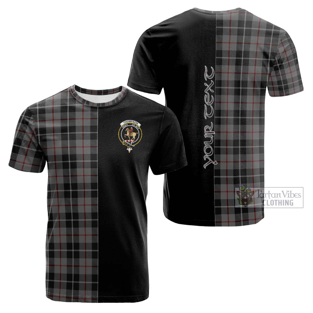 Tartan Vibes Clothing Thompson Society Grey Tartan Cotton T-shirt with Family Crest and Half Of Me Style