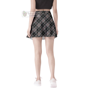 Thompson Society Grey Tartan Women's Plated Mini Skirt Cross Style