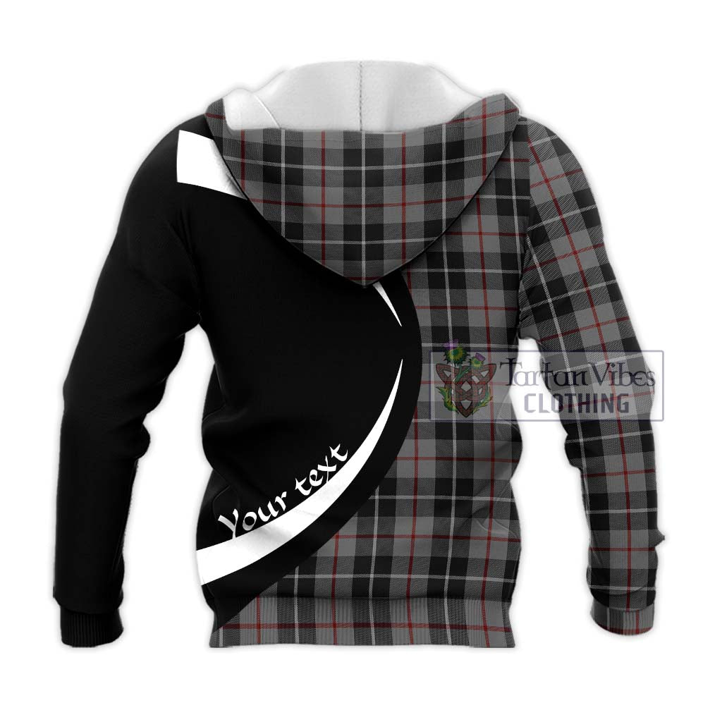 Thompson Society Grey Tartan Knitted Hoodie with Family Crest Circle Style - Tartan Vibes Clothing