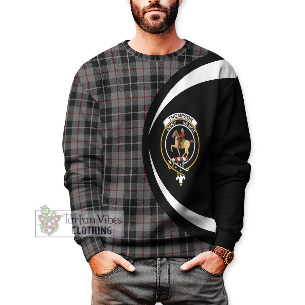 Tartan Vibes Clothing Thompson Society Grey Tartan Sweatshirt with Family Crest Circle Style