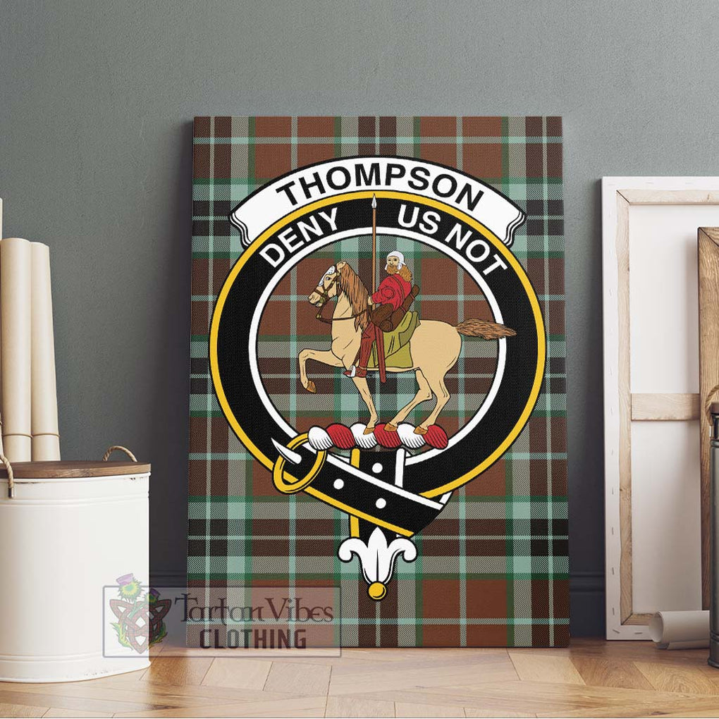 Thompson Society Hunting Modern Tartan Canvas Print Wall Art with Family Crest Without Frame - Tartan Vibes Clothing