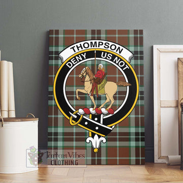 Thompson Society Hunting Modern Tartan Canvas Print Wall Art with Family Crest