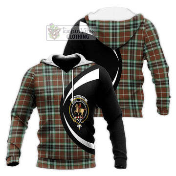 Thompson Society Hunting Modern Tartan Knitted Hoodie with Family Crest Circle Style