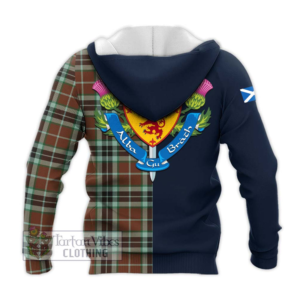 Tartan Vibes Clothing Thompson Society Hunting Modern Tartan Knitted Hoodie with Scottish Lion Royal Arm Half Style