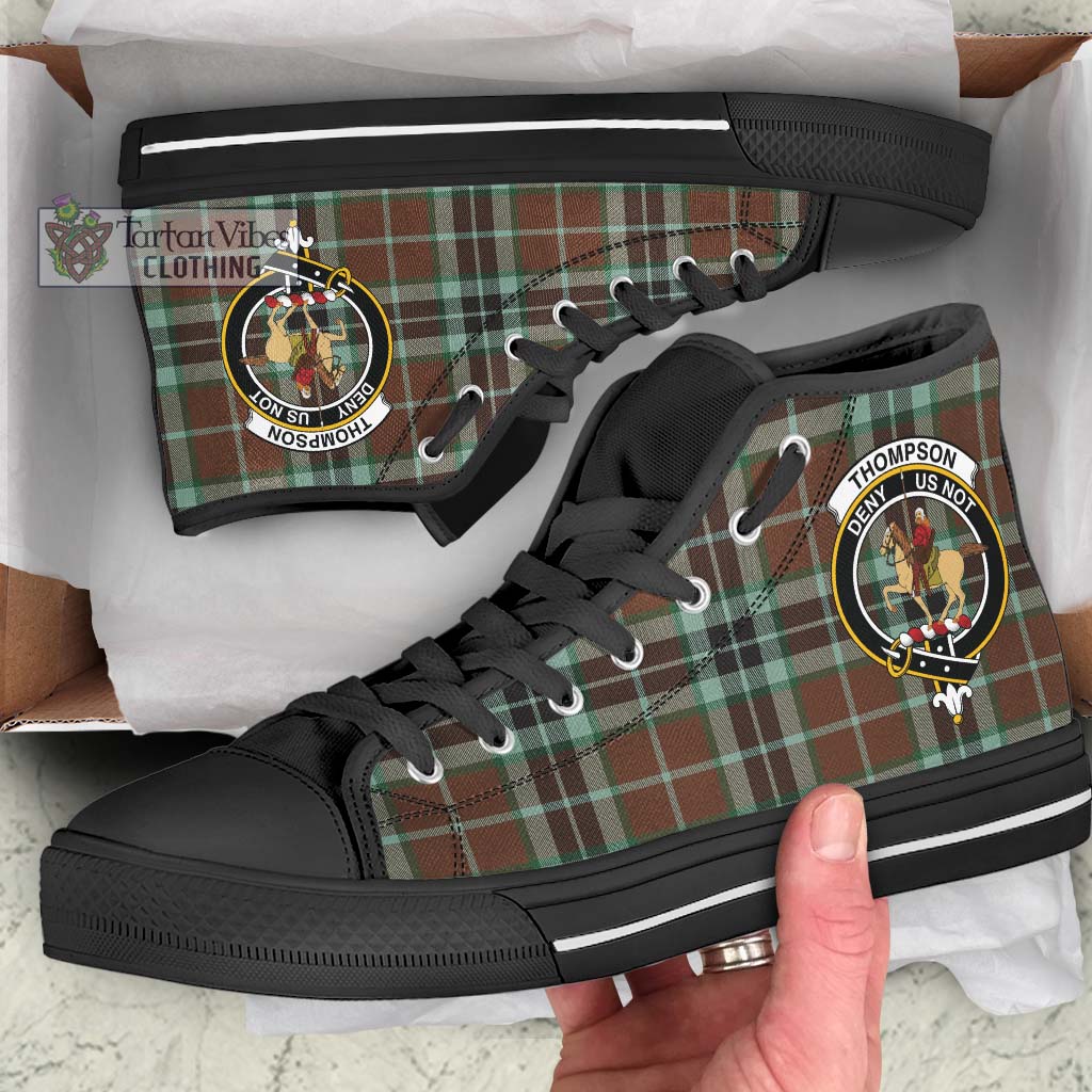 Tartan Vibes Clothing Thompson Society Hunting Modern Tartan High Top Shoes with Family Crest