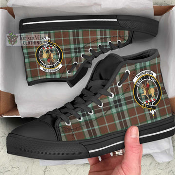 Thompson Society Hunting Modern Tartan High Top Shoes with Family Crest