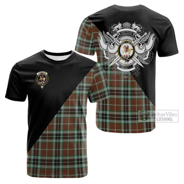 Thompson Society Hunting Modern Tartan Cotton T-shirt with Family Crest and Military Logo Style