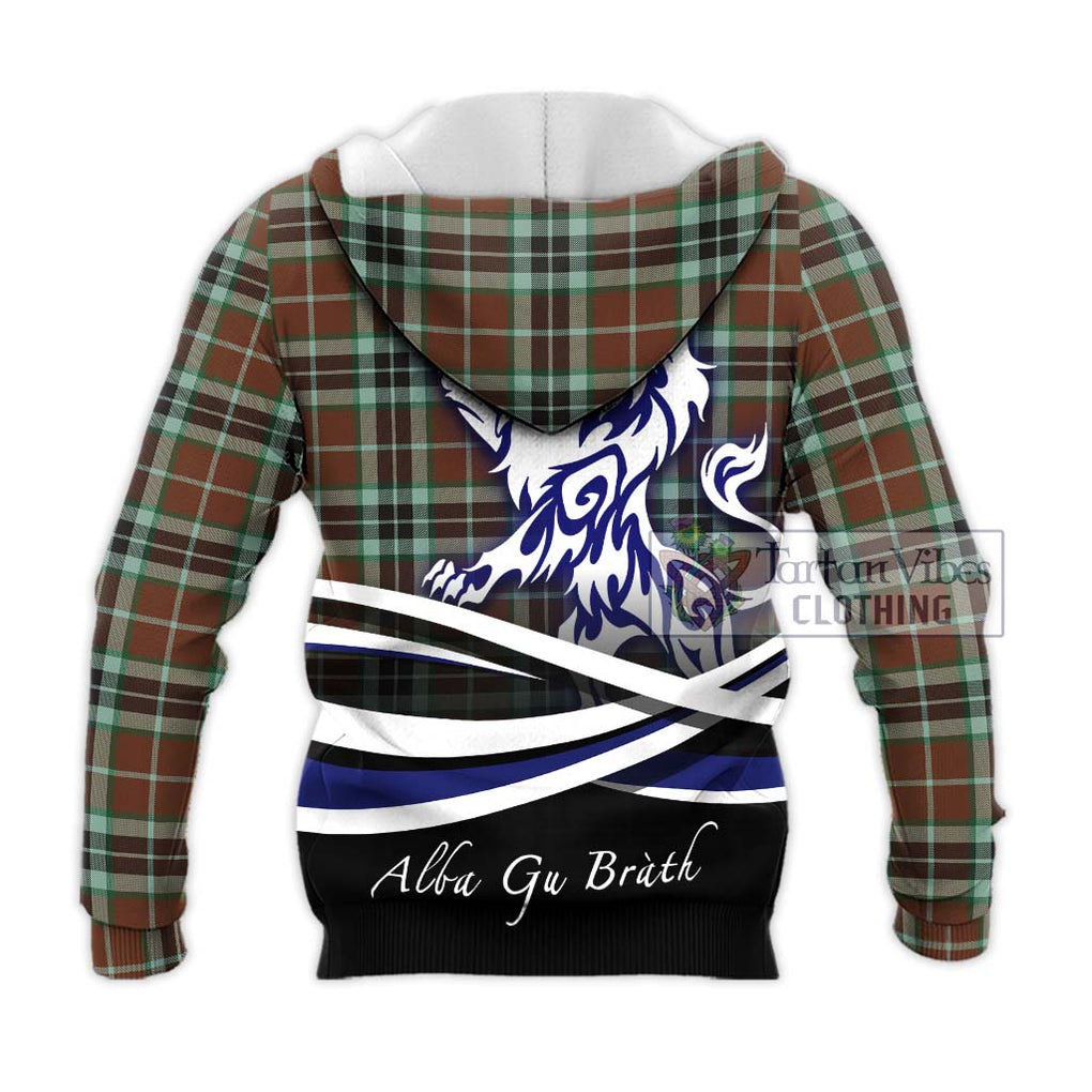 Thompson Society Hunting Modern Tartan Knitted Hoodie with Alba Gu Brath Regal Lion Emblem - Tartanvibesclothing Shop