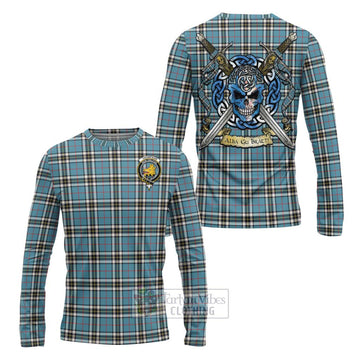 Thompson (Thomson) Tartan Long Sleeve T-Shirt with Family Crest Celtic Skull Style Unisex - Tartan Vibes Clothing