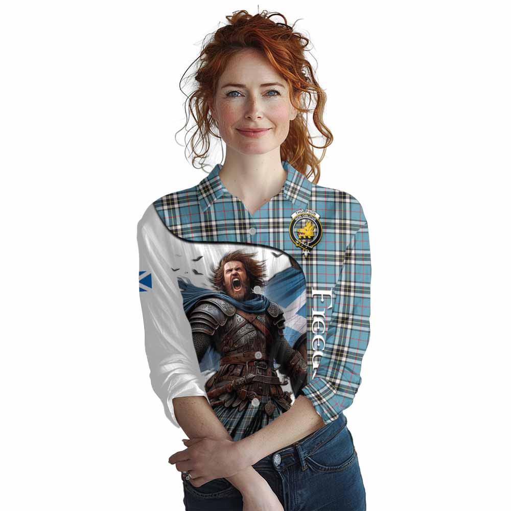 Tartan Vibes Clothing Thompson (Thomson) Crest Tartan Women's Casual Shirt Inspired by the Freedom of Scottish Warrior