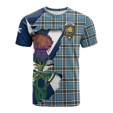 Thompson (Thomson) Tartan Family Crest Cotton T-shirt Scottish Thistle Celtic Inspired Kid's Shirt - Tartan Vibes Clothing