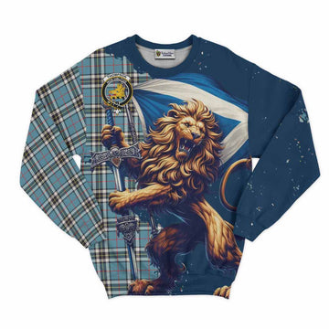 Thompson (Thomson) Tartan Family Crest Sweatshirt with Scottish Majestic Lion Unisex - Tartan Vibes Clothing