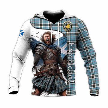 Thompson (Thomson) Crest Tartan Knitted Hoodie Inspired by the Freedom of Scottish Warrior Unisex Knitted Pullover Hoodie - Tartan Vibes Clothing