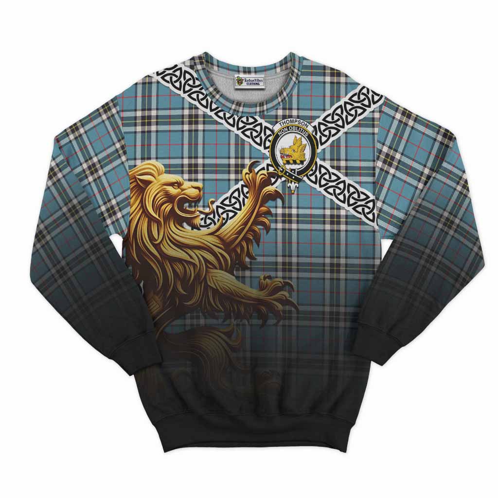 Thompson (Thomson) Crest Tartan Sweatshirt with Golden Lion Emblem Celtic Style Unisex - Tartan Vibes Clothing