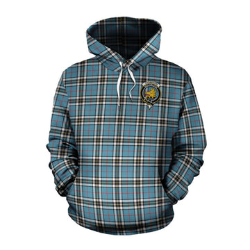 Thompson (Thomson) Tartan Cotton Hoodie with Family Crest Celtic Skull Style Pullover Hoodie XS - Tartan Vibes Clothing