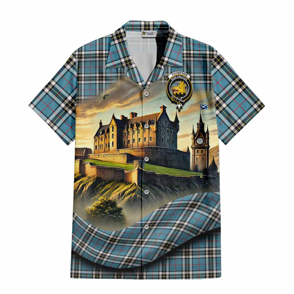 Thompson (Thomson) Tartan Family Crest Hawaiian Shirt with Scottish Ancient Castle Style Kid - Tartan Vibes Clothing