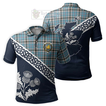 Thompson (Thomson) Tartan Polo Shirt Featuring Thistle and Scotland Map Kid - Tartanvibesclothing Store