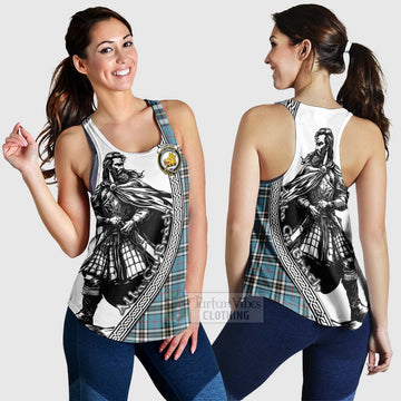 Thompson (Thomson) Tartan Clan Crest Women's Racerback Tanks with Highlander Warrior Celtic Style 4XL - Tartan Vibes Clothing