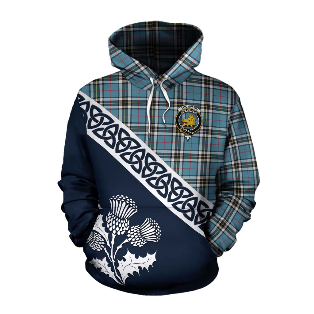 Thompson (Thomson) Tartan Cotton Hoodie Featuring Thistle and Scotland Map Pullover Hoodie XS - Tartan Vibes Clothing