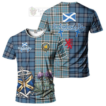 Thompson (Thomson) Tartan T-Shirt Happy St. Andrew's Day Half Tartan Style Kid's Shirt - Tartan Vibes Clothing